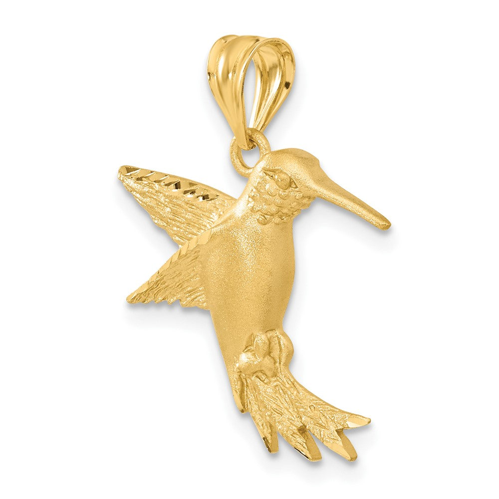 Gold Satin Finish Hummingbird Charm Necklace - Model C539 - Charlie & Co. Jewelry