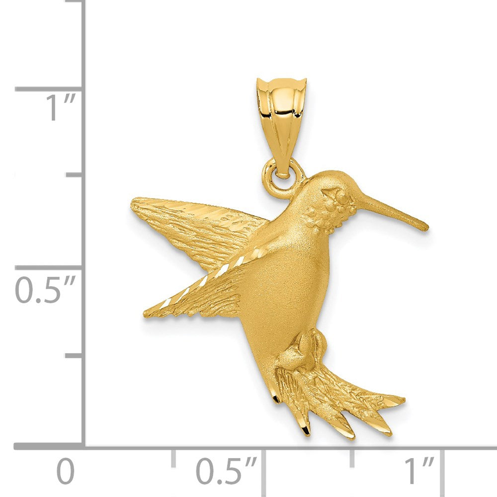 Gold Satin Finish Hummingbird Charm Necklace - Model C539 - Charlie & Co. Jewelry