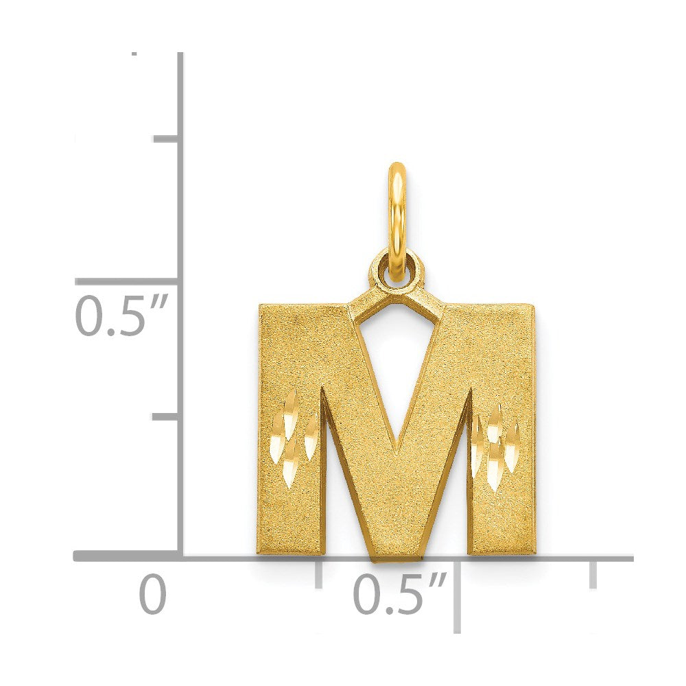 Charlie & Co Jewelry | 14ky Satin Diamond-cut Letter M Initial Charm - Model C566M