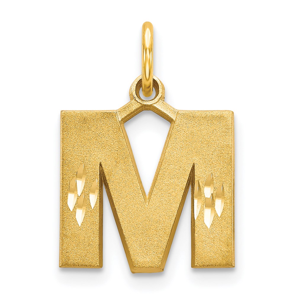 Charlie & Co Jewelry | 14ky Satin Diamond-cut Letter M Initial Charm - Model C566M