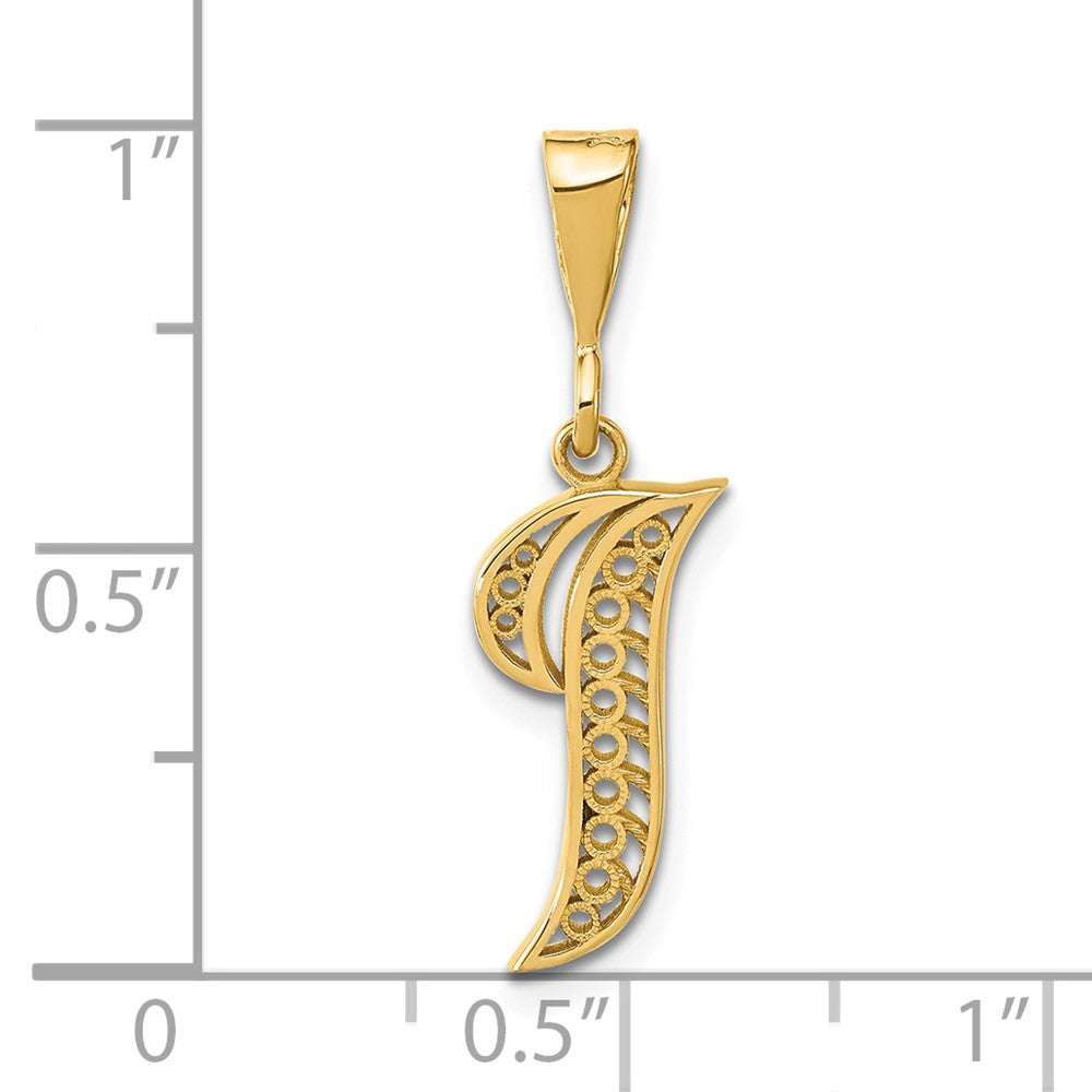 Charlie & Co Jewelry | 14ky Polished Script Filigree Letter I Initial Pendant - Model C569I