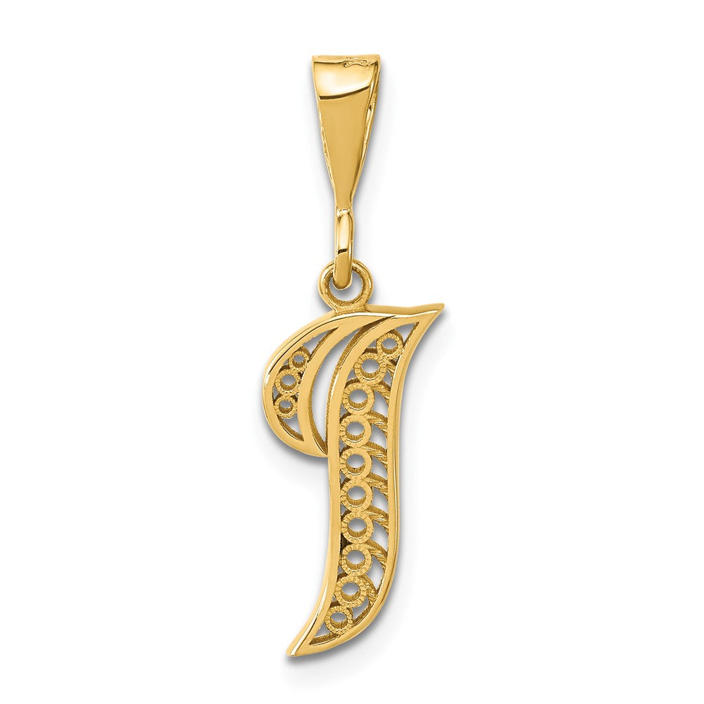 Charlie & Co Jewelry | 14ky Polished Script Filigree Letter I Initial Pendant - Model C569I