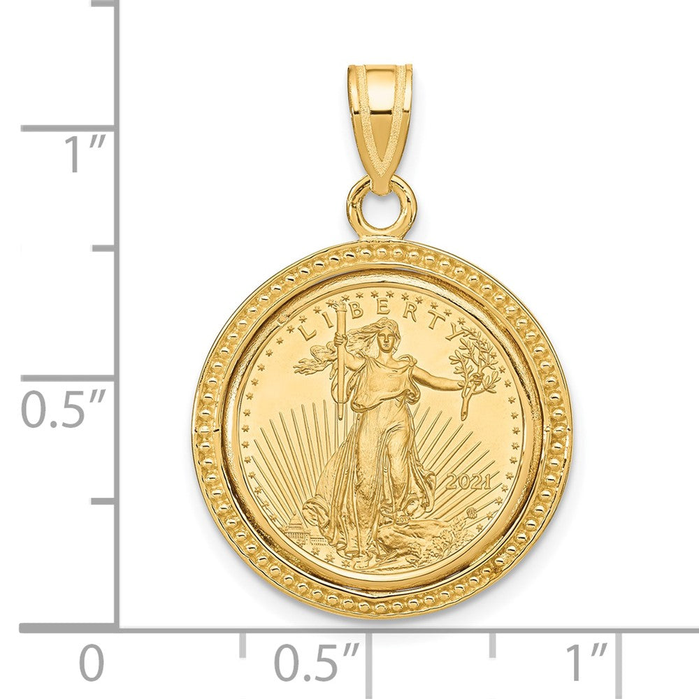 Charlie & Co Jewelry | Wideband Distinguished Coin Jewelry 14k Polished And Beaded Mounted 1/10oz American Eagle Coin Bezel Pendant - Model C8183/16.5C