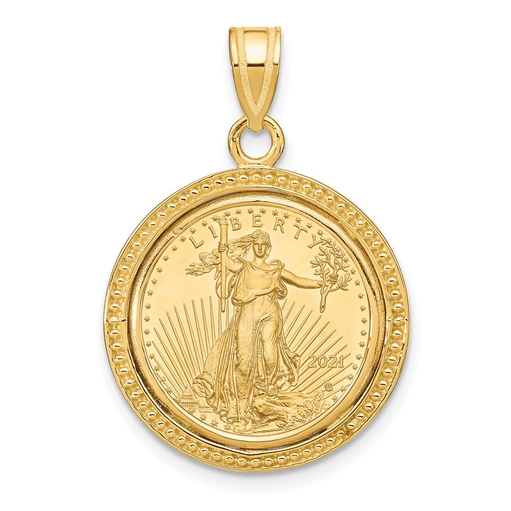 Charlie & Co Jewelry | Wideband Distinguished Coin Jewelry 14k Polished And Beaded Mounted 1/10oz American Eagle Coin Bezel Pendant - Model C8183/16.5C