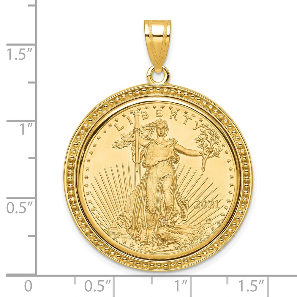 Charlie & Co Jewelry | Wideband Distinguished Coin Jewelry 14k Polished And Beaded Mounted 1/2oz American Eagle Coin Bezel Pendant - Model C8183/27.0C