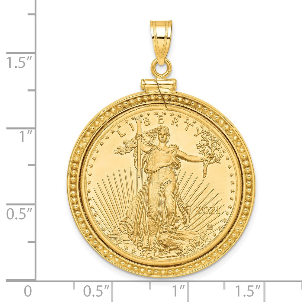 Charlie & Co Jewelry | Wideband Distinguished Coin Jewelry 14k Polished And Beaded Mounted 1/2oz American Eagle Screw Top Coin Bezel Pendant - Model C8184/27.0C