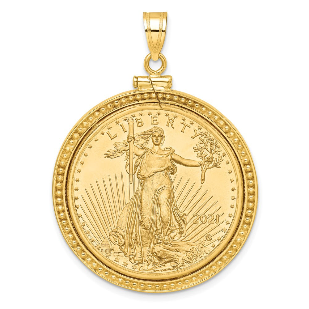 Charlie & Co Jewelry | Wideband Distinguished Coin Jewelry 14k Polished And Beaded Mounted 1/2oz American Eagle Screw Top Coin Bezel Pendant - Model C8184/27.0C