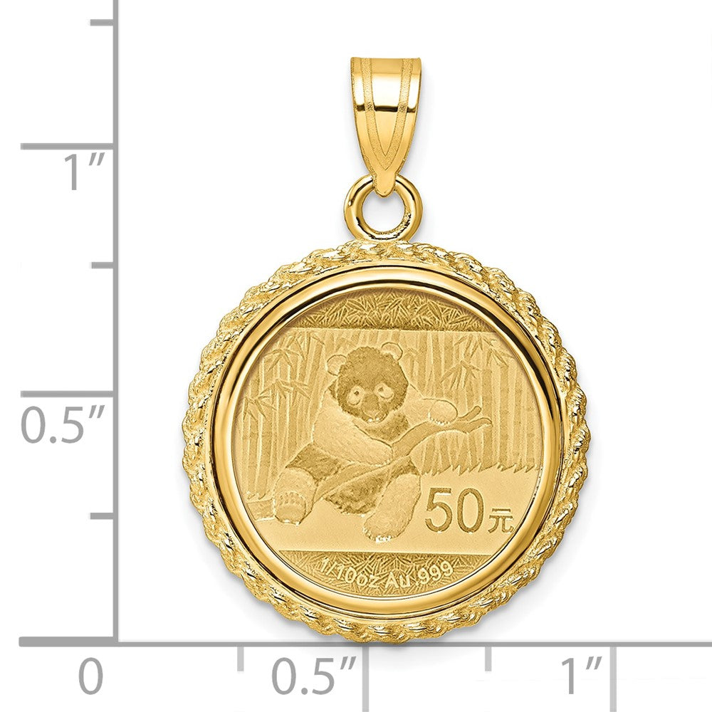 Charlie & Co Jewelry | Wideband Distinguished Coin Jewelry 14k Polished With Casted Rope Mounted 1/10oz Panda Prong Coin Bezel Pendant - Model C8185/18.0C