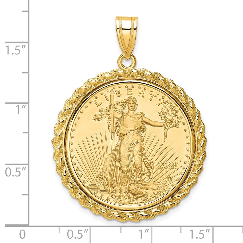 Charlie & Co Jewelry | Wideband Distinguished Coin Jewelry 14k Polished With Casted Rope Mounted 1/2oz American Eagle Prong Coin Bezel Pendant - Model C8185/27.0C