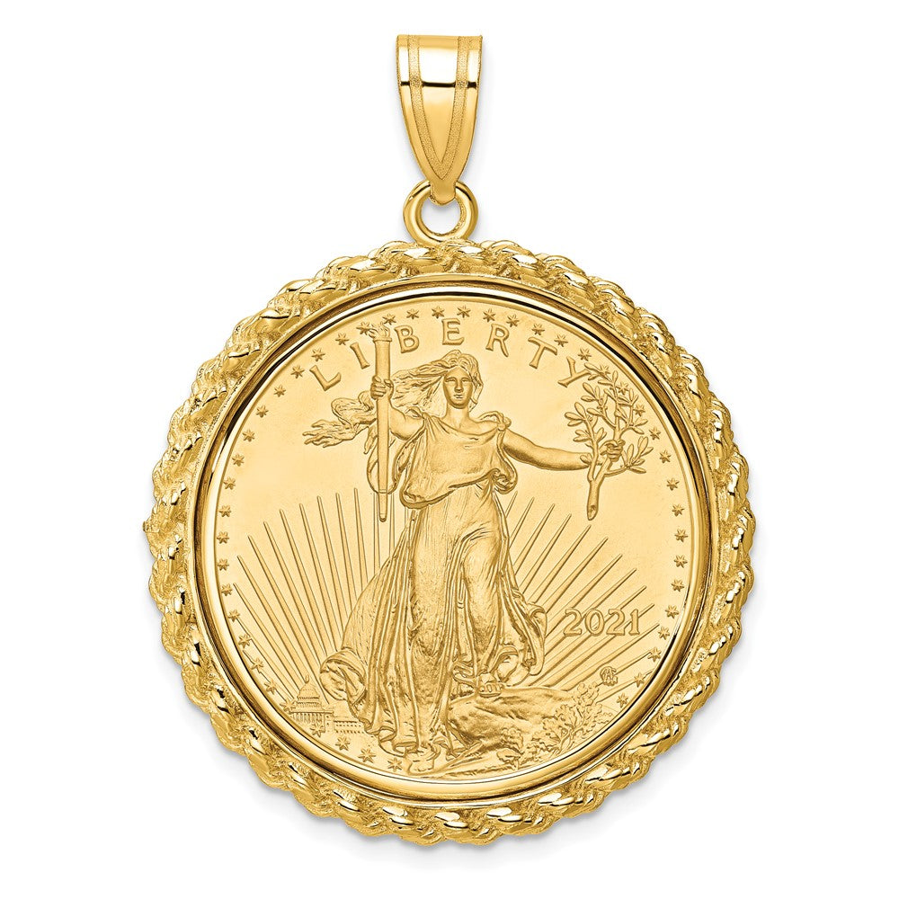 Charlie & Co Jewelry | Wideband Distinguished Coin Jewelry 14k Polished With Casted Rope Mounted 1/2oz American Eagle Prong Coin Bezel Pendant - Model C8185/27.0C