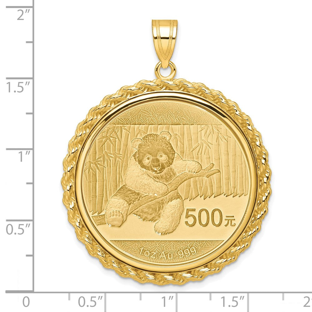 Charlie & Co Jewelry | Wideband Distinguished Coin Jewelry 14k Polished With Casted Rope Mounted 1oz Panda Prong Coin Bezel Pendant - Model C8185/32.0C