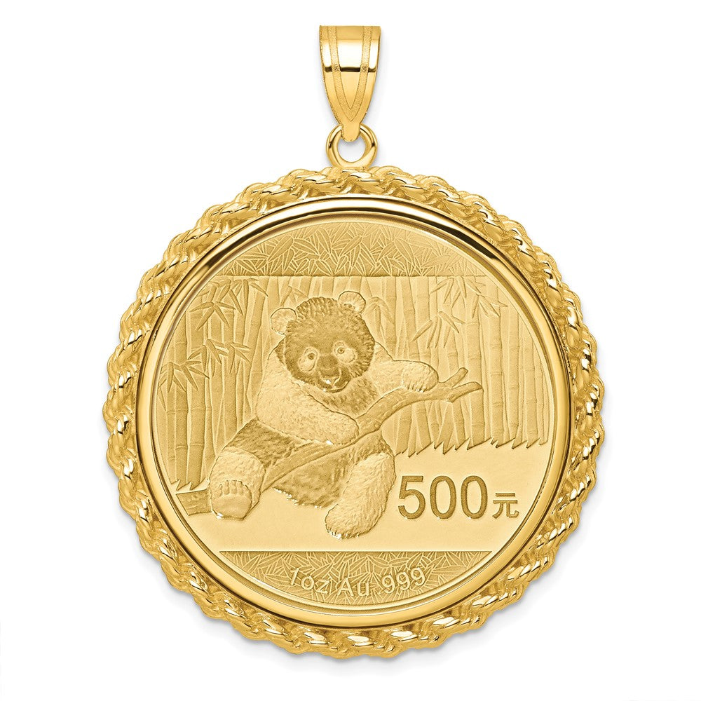Charlie & Co Jewelry | Wideband Distinguished Coin Jewelry 14k Polished With Casted Rope Mounted 1oz Panda Prong Coin Bezel Pendant - Model C8185/32.0C