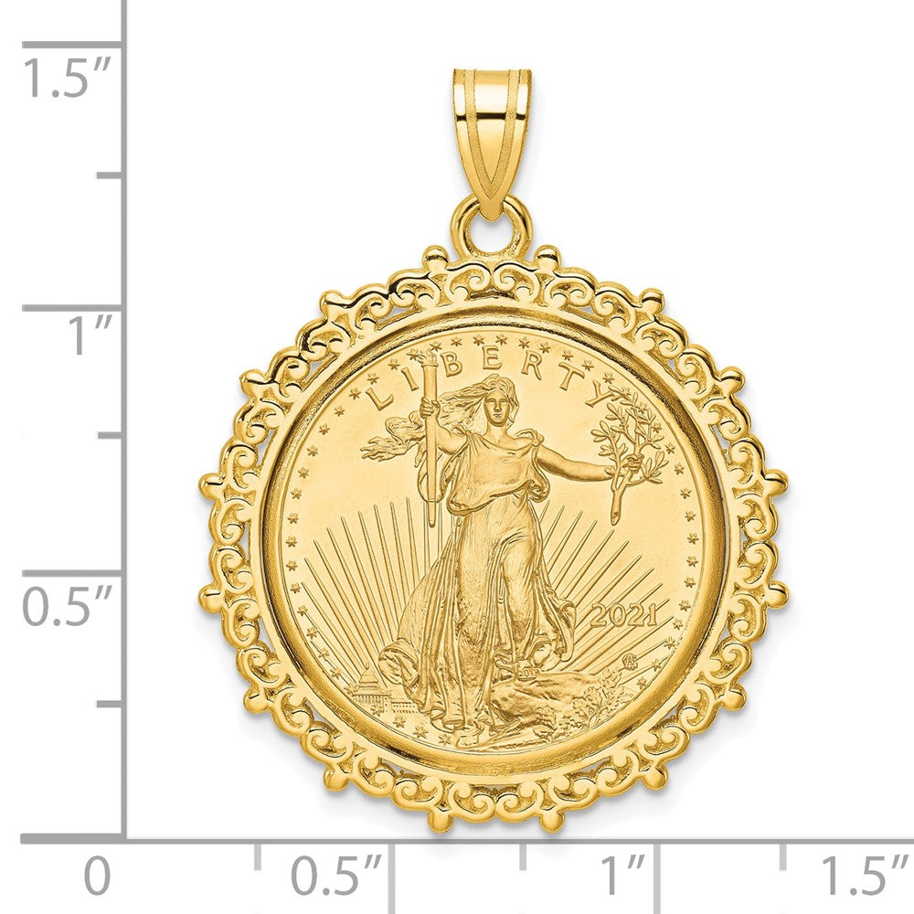 Charlie & Co Jewelry | Wideband Distinguished Coin Jewelry 14k Polished Fancy Mounted 1/4oz American Eagle Prong Coin Bezel Pendant - Model C8187/22.0C
