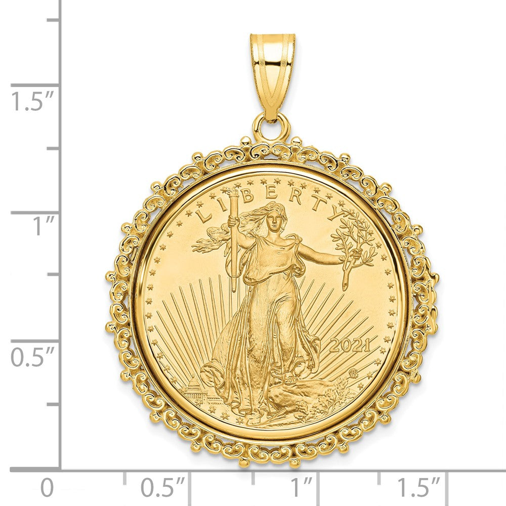 Charlie & Co Jewelry | Wideband Distinguished Coin Jewelry 14k Polished Fancy Mounted 1/2oz American Eagle Prong Coin Bezel Pendant - Model C8187/27.0C