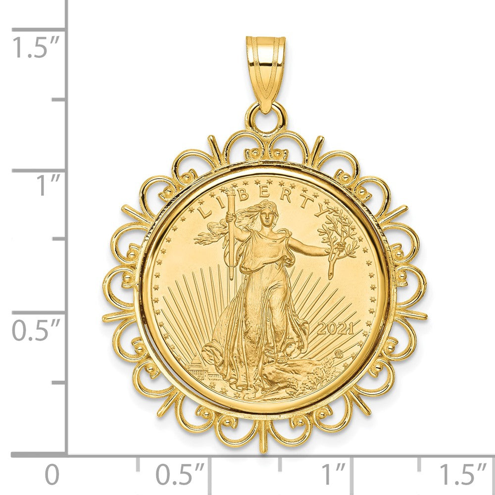 Charlie & Co Jewelry | Wideband Distinguished Coin Jewelry 14k Polished Fancy Mounted 1/4oz American Eagle Prong Coin Bezel Pendant - Model C8190/22.0C