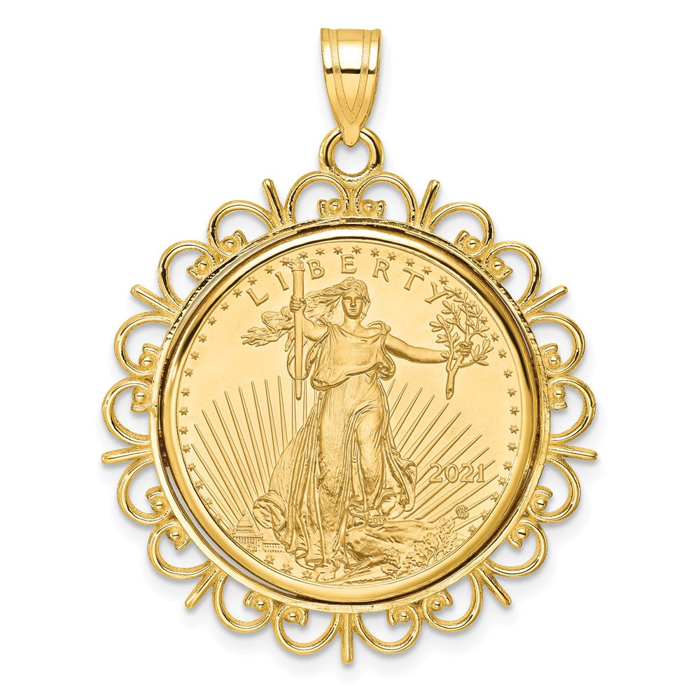 Charlie & Co Jewelry | Wideband Distinguished Coin Jewelry 14k Polished Fancy Mounted 1/4oz American Eagle Prong Coin Bezel Pendant - Model C8190/22.0C