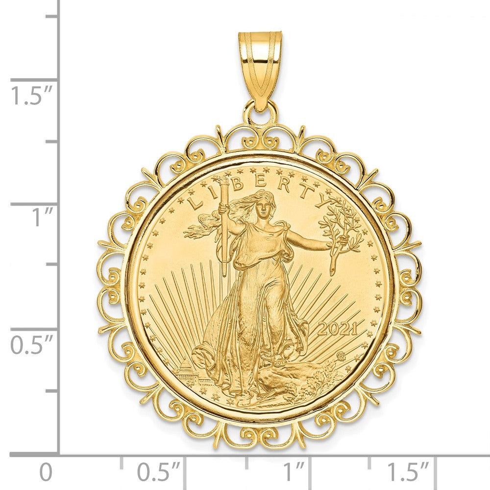 Charlie & Co Jewelry | Wideband Distinguished Coin Jewelry 14k Polished Fancy Mounted 1/2oz American Eagle Prong Coin Bezel Pendant - Model C8190/27.0C