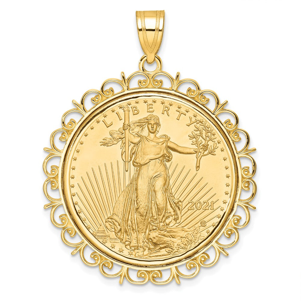 Charlie & Co Jewelry | Wideband Distinguished Coin Jewelry 14k Polished Fancy Mounted 1/2oz American Eagle Prong Coin Bezel Pendant - Model C8190/27.0C