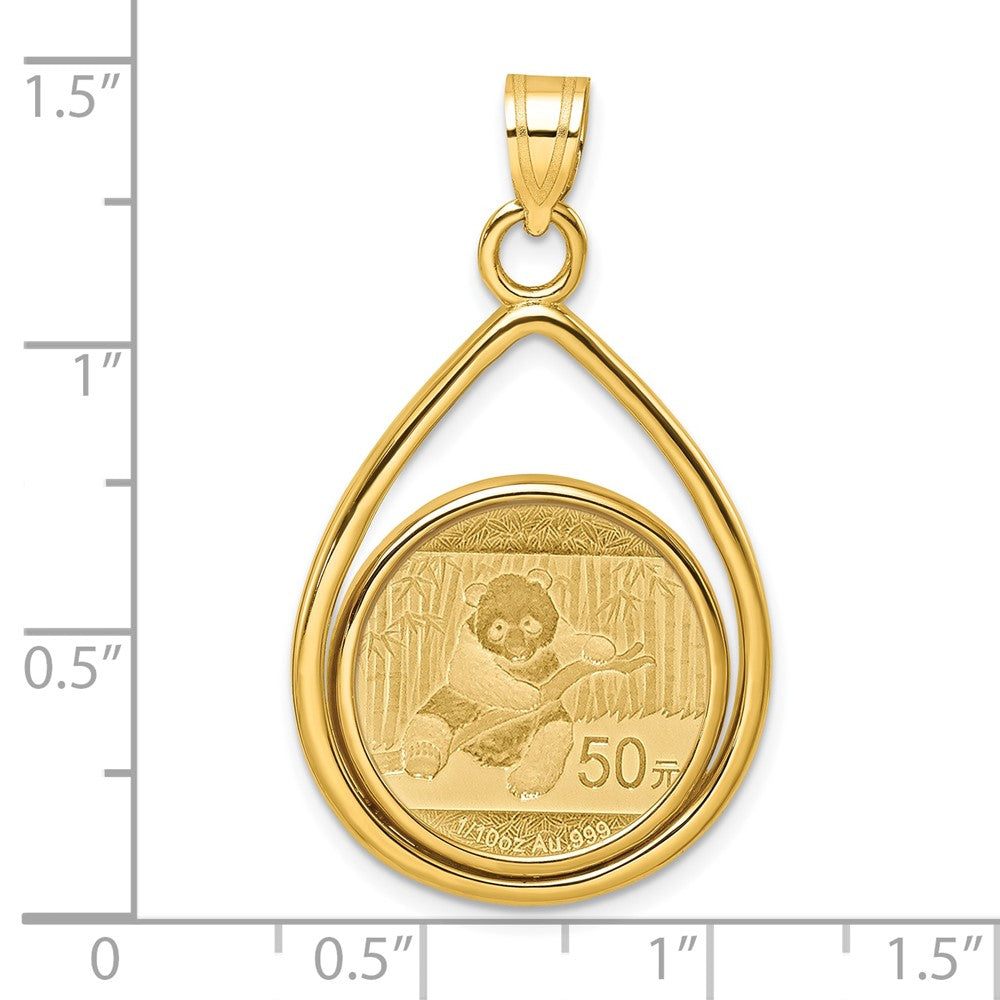 Charlie & Co Jewelry | Wideband Distinguished Coin Jewelry 14k Polished Lightweight Teardrop Mounted 1/10oz Panda Prong Coin Bezel Pendant - Model C8191/18.0C