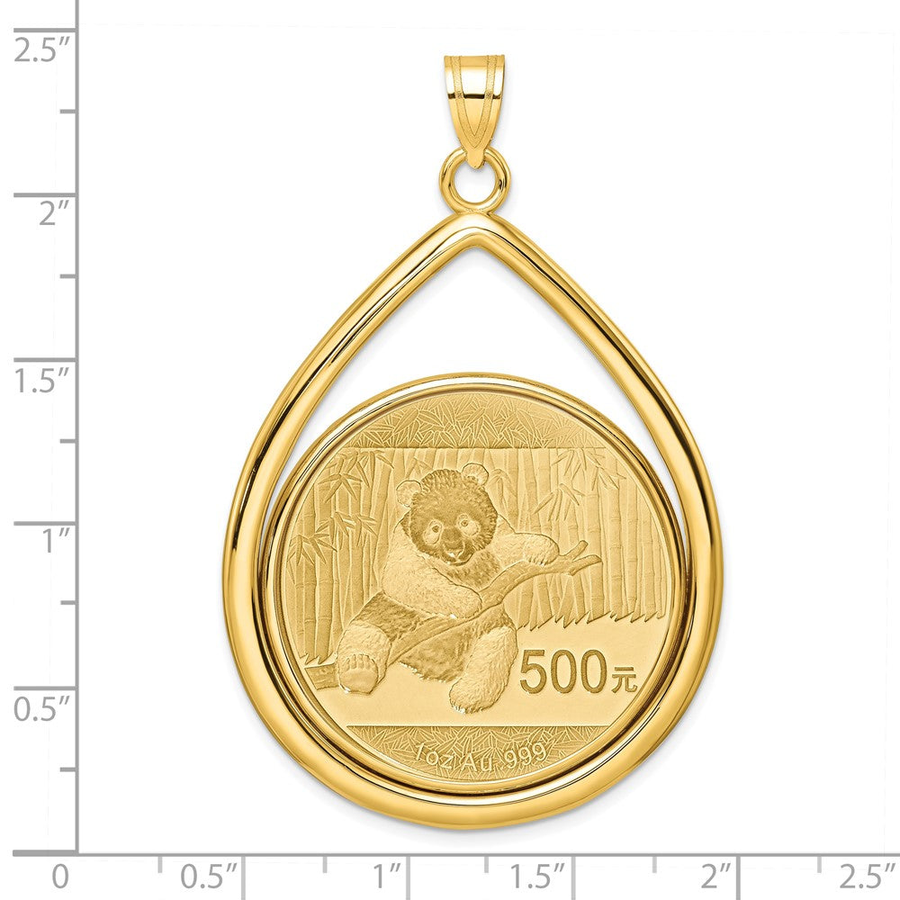 Charlie & Co Jewelry | Wideband Distinguished Coin Jewelry 14k Polished Lightweight Teardrop Mounted 1oz Panda Prong Coin Bezel Pendant - Model C8191/32.0C