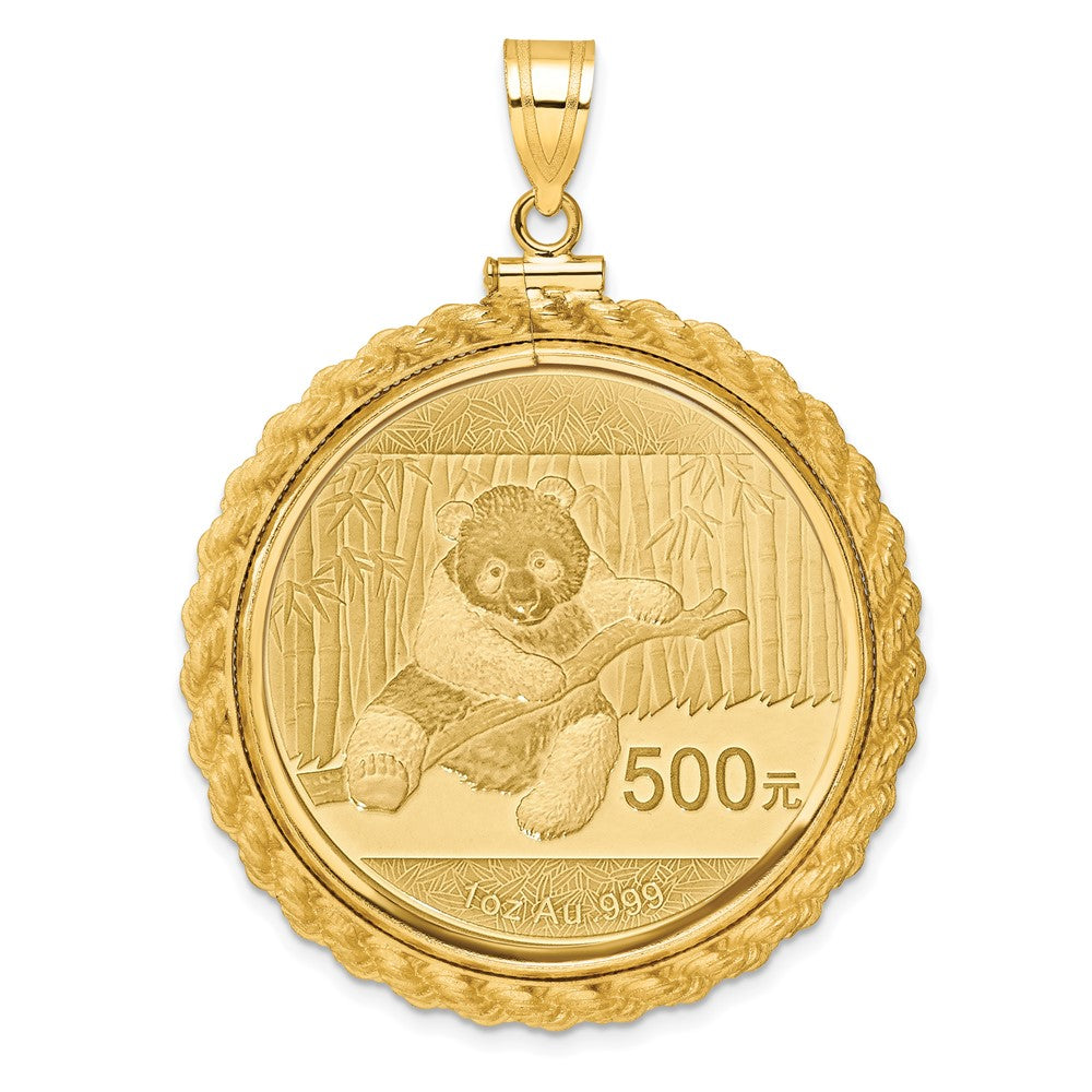 Charlie & Co Jewelry | Wideband Distinguished Coin Jewelry 14k Polished Casted Rope Mounted 1oz Panda Screw Top Coin Bezel Pendant - Model C8195/32.0C