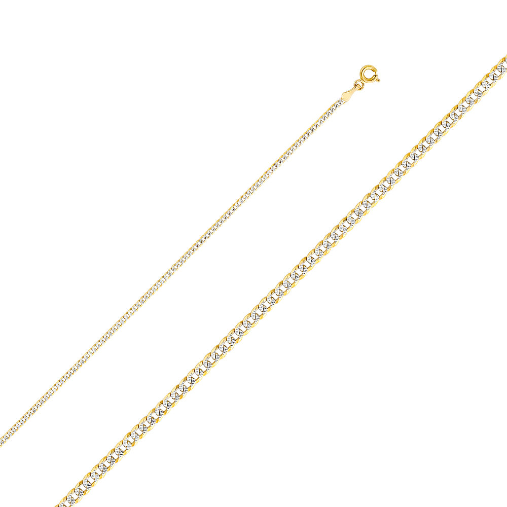 14k Gold 2.0mm Two-Tone Lightweight Curb Chain - Model CH-0130