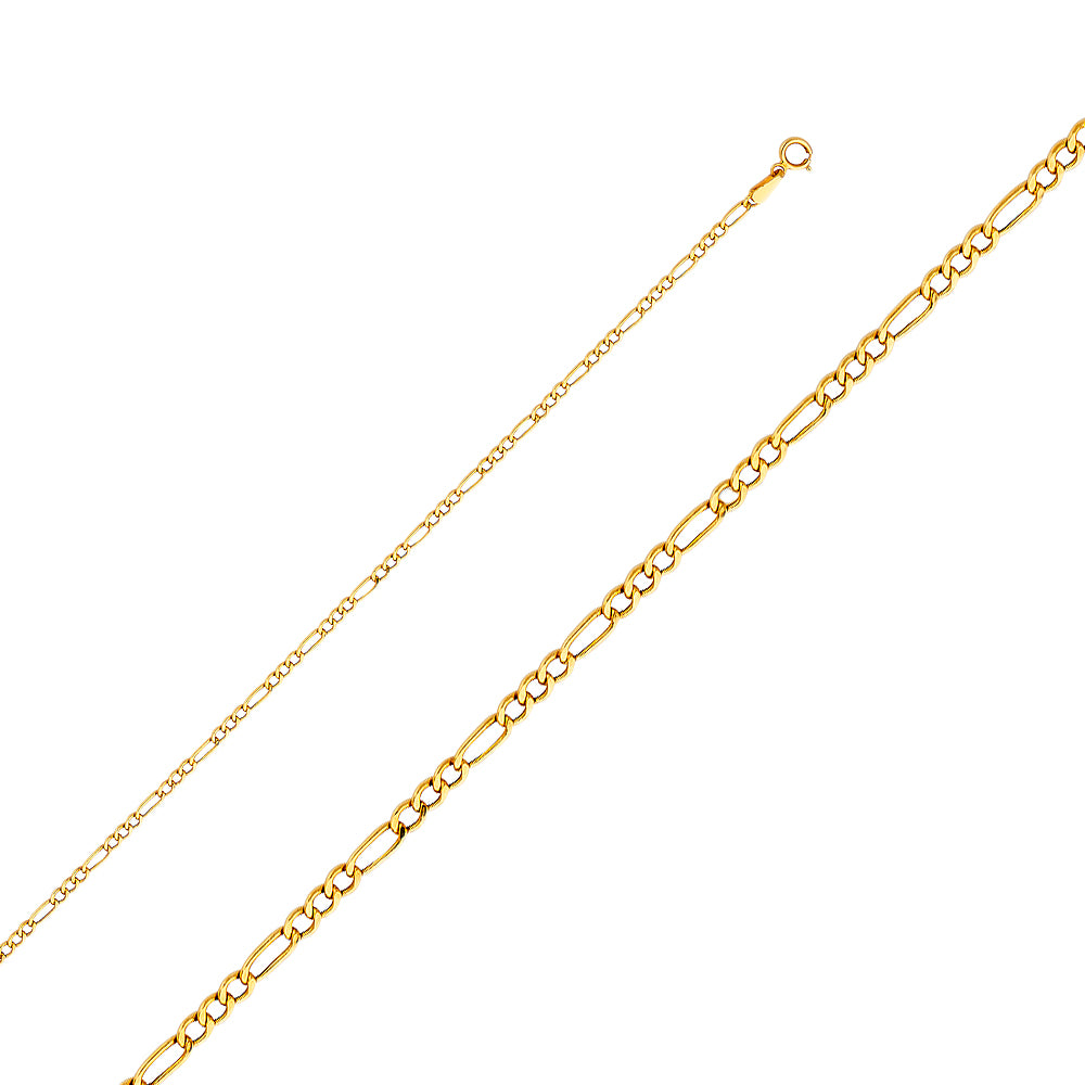 14k Gold 2.1mm Hollow Figaro Chain - Model CH-0159