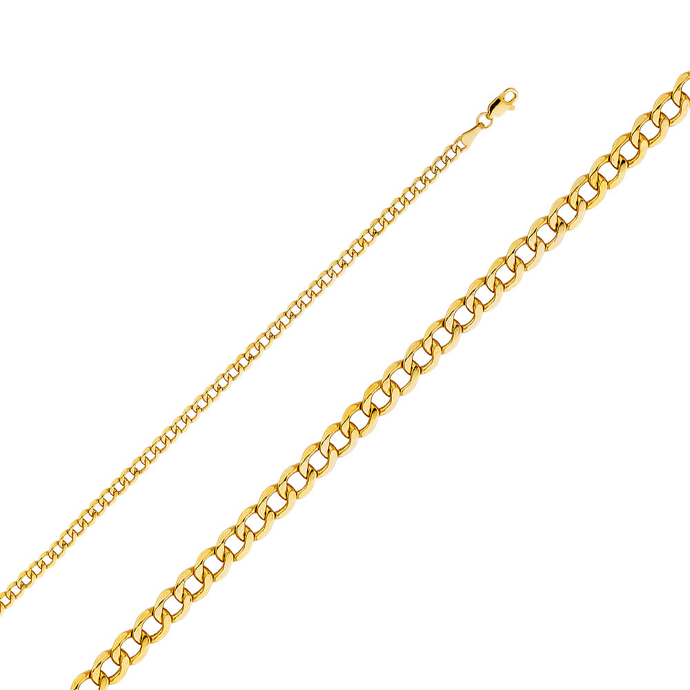 14k 3.4mm Hol Curb Chain - Model CH-0166 - Charlie & Co. Jewelry