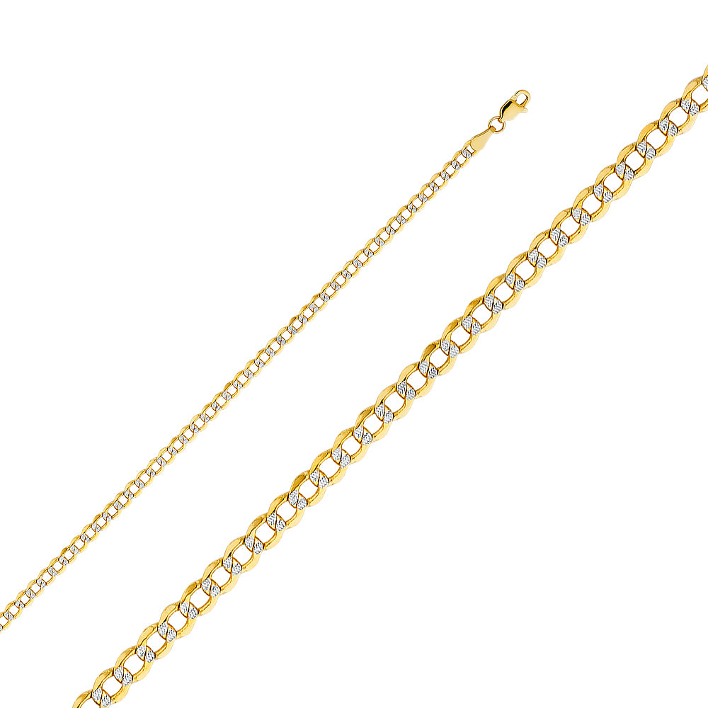 14k Gold 3.5mm Two-Tone Hollow Curb Chain - Model CH-0170