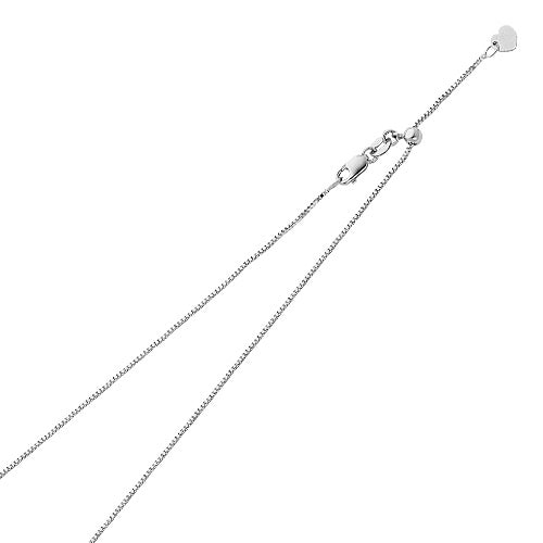 14K White Gold 0.6mm Adjust. Box Chain 20 Inch - Model CH-0174