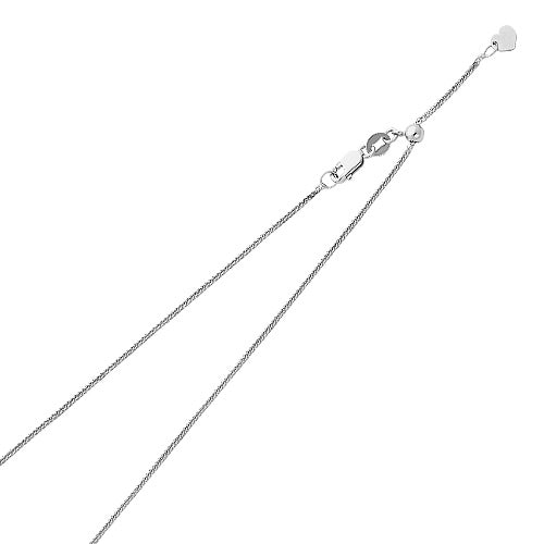 14k White Gold 0.8mm Adjustable Diamond-Cut Square Wheat Chain 20 Inch - Model CH-0176