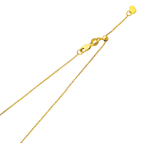 14k Gold 0.9mm Adjustable Tiny Diamond-Cut Cable Chain 20 Inch - Model CH-0179