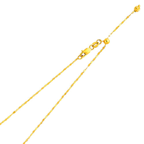 14k Gold 1.1mm Adjustable Twisted Mirror Chain 20 Inch - Model CH-0183