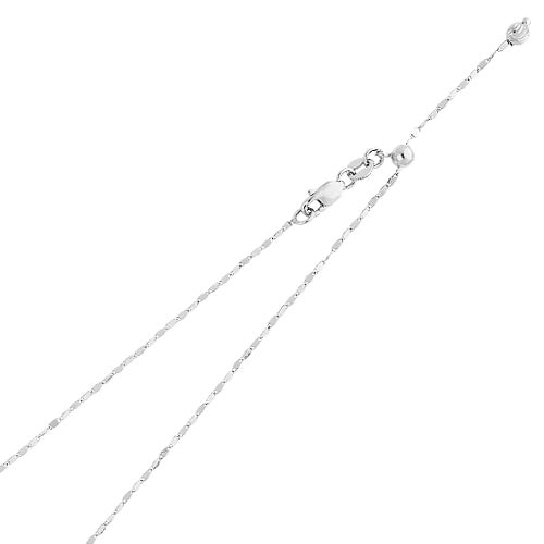 14k Gold White 1.1mm Adjustable Twist Mirror Chain 20 Inch - Model CH-0184