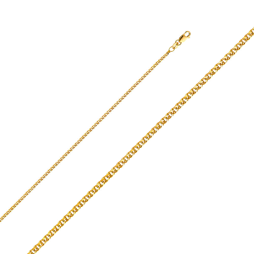 14k Gold 1.7mm Flat Wheat Chain 16 Inch - Model CH-0187