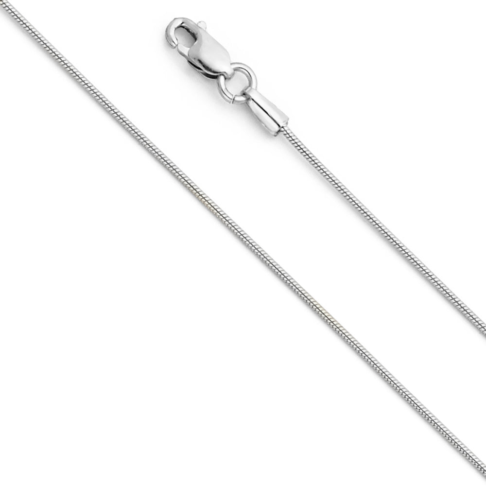 14k White Gold 0.7mm Round Polished Snake Chain - Model CH-0202