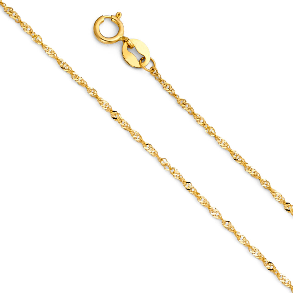 14k Gold 0.9mm Singapore Chain - Model CH-0211