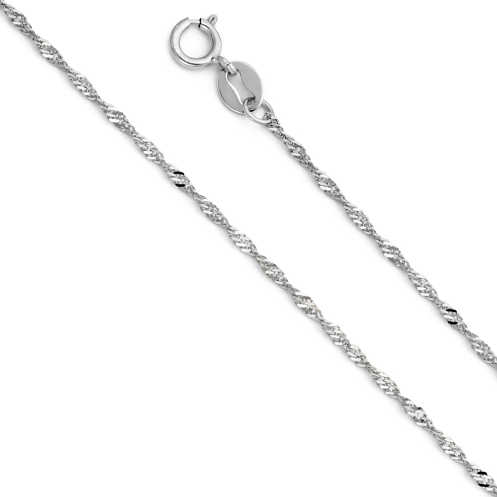 14k White Gold 1.1mm Singapore Chain - Model CH-0212