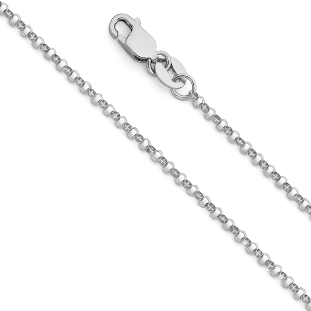 14K White Gold 1.6mm Round Rolo Chain - Model CH-0229