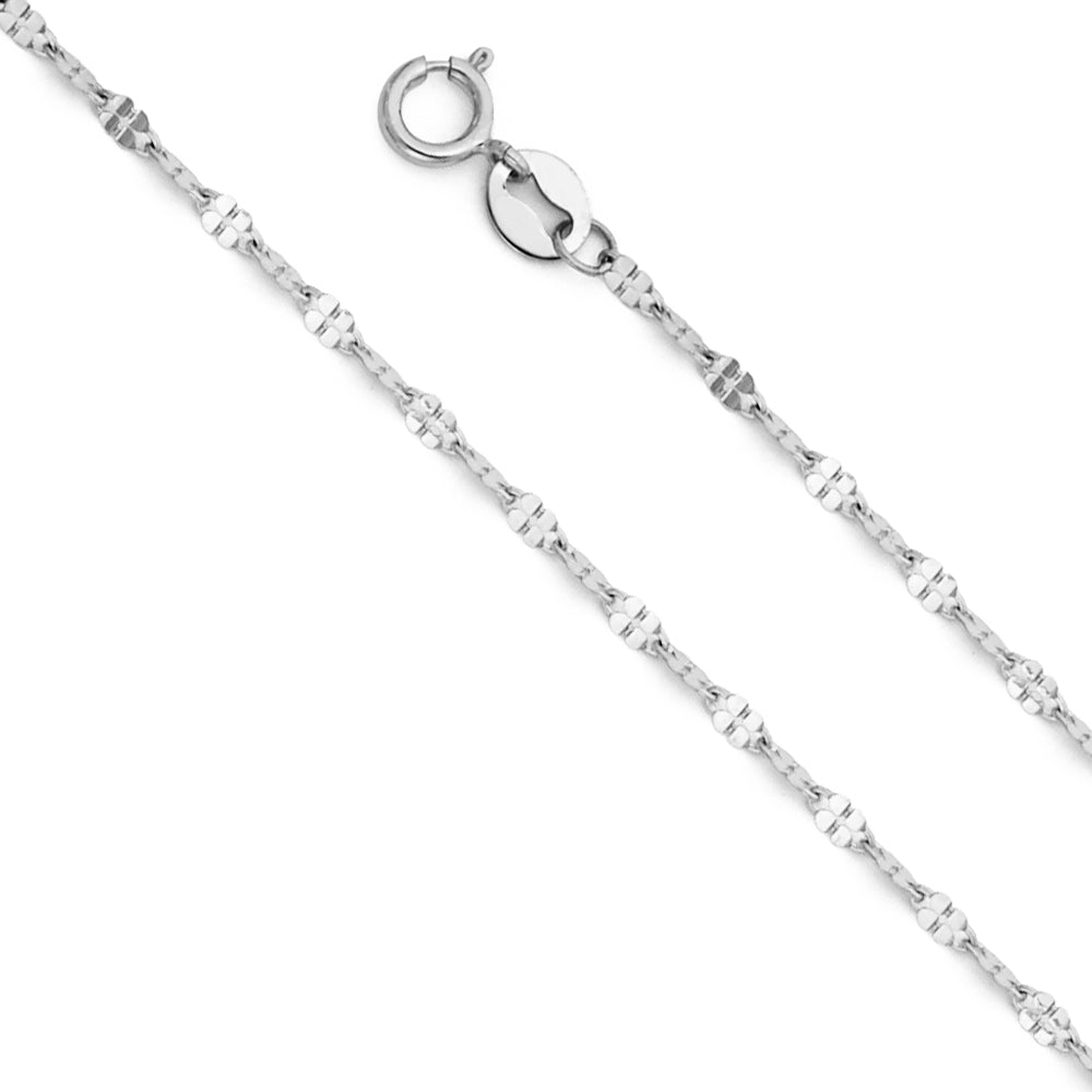 14k White Gold 1.7mm Twist Diamond-Cut Mirror Chain - Model CH-0248