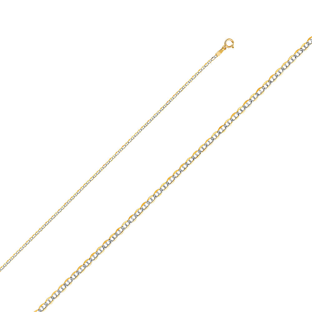 14k Gold 1.5mm Two-Tone Flat Mariner Chain - Model CH-0270