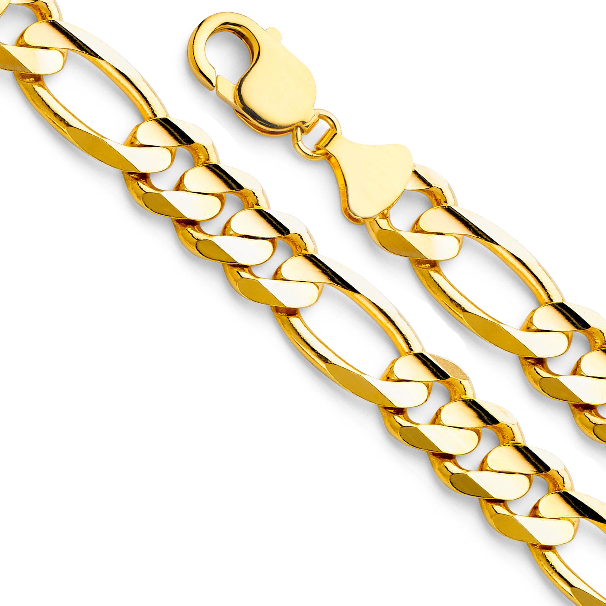 14k Gold 11.3mm Concave Figaro Bracelet 8.5 Inch - Model CH-0286