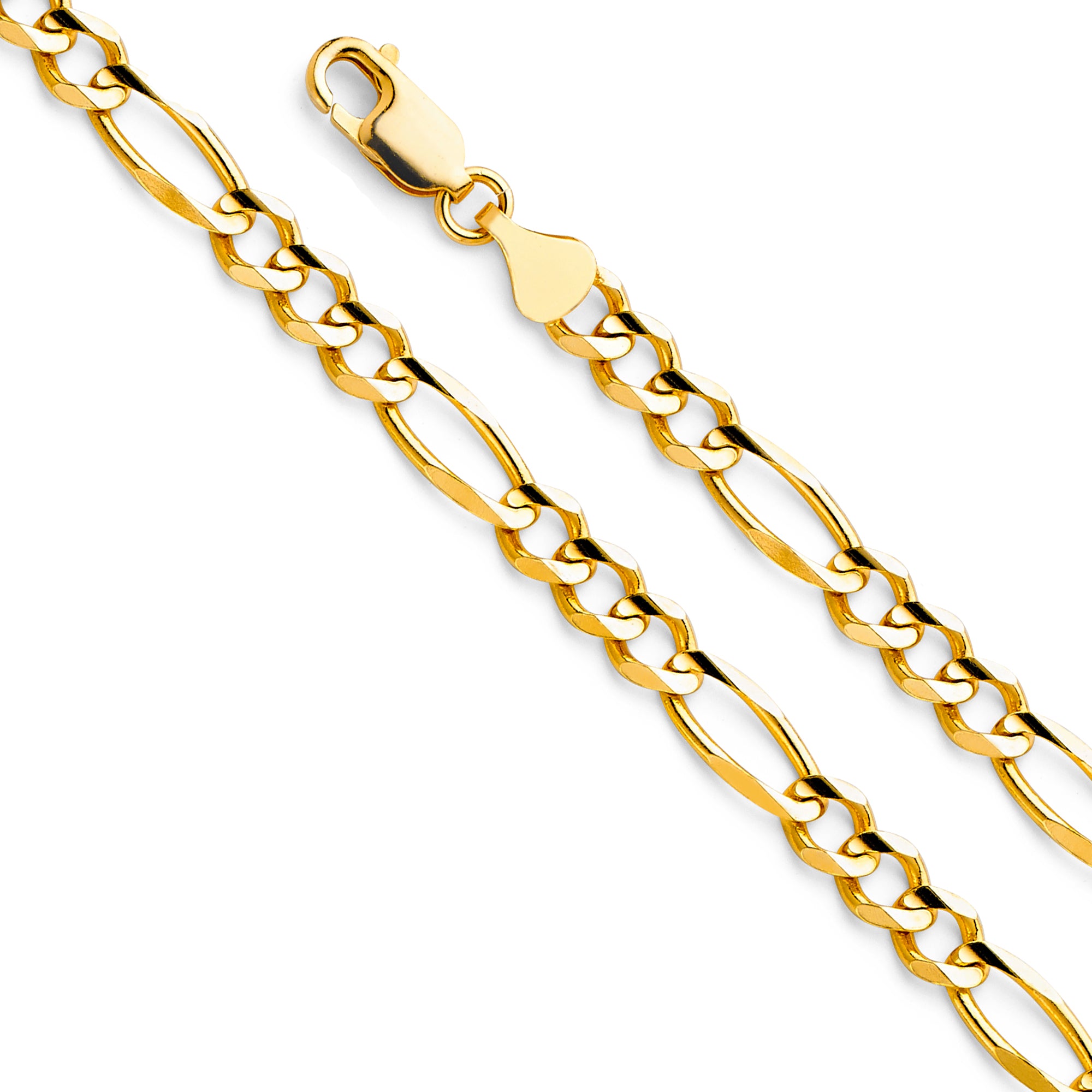 14k Gold 6mm Concave Figaro Bracelet 8 Inch - Model CH-0290