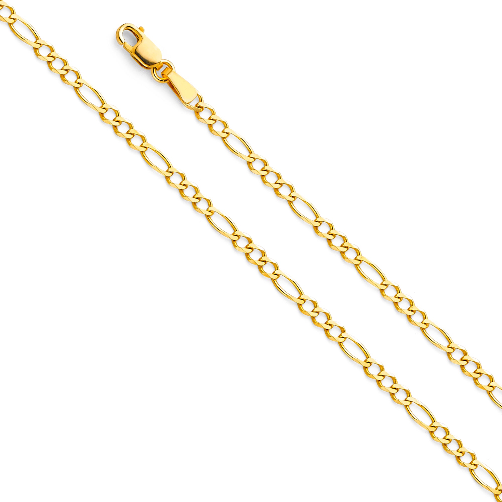 14k Gold 2.7mm Concave Figaro Bracelet 7 Inch - Model CH-0294