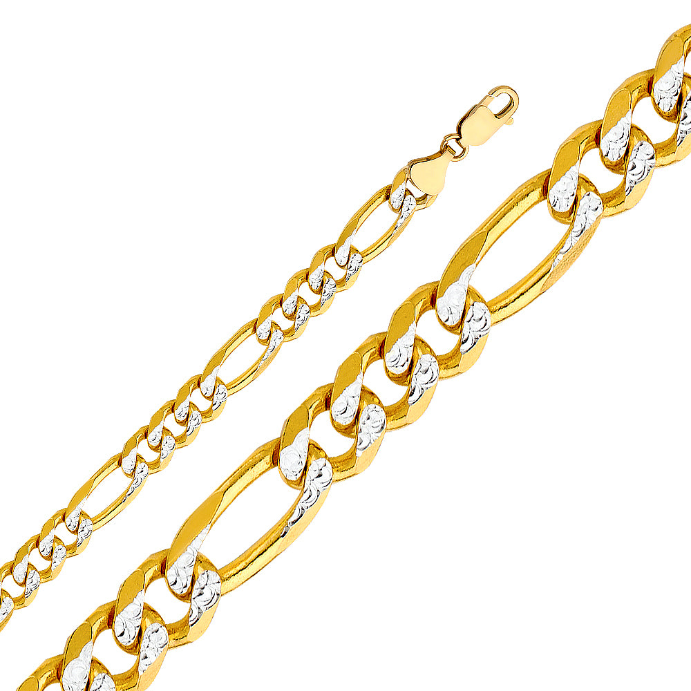 14k Gold 9.5mm Two-Tone Figaro Chain - Model CH-0298