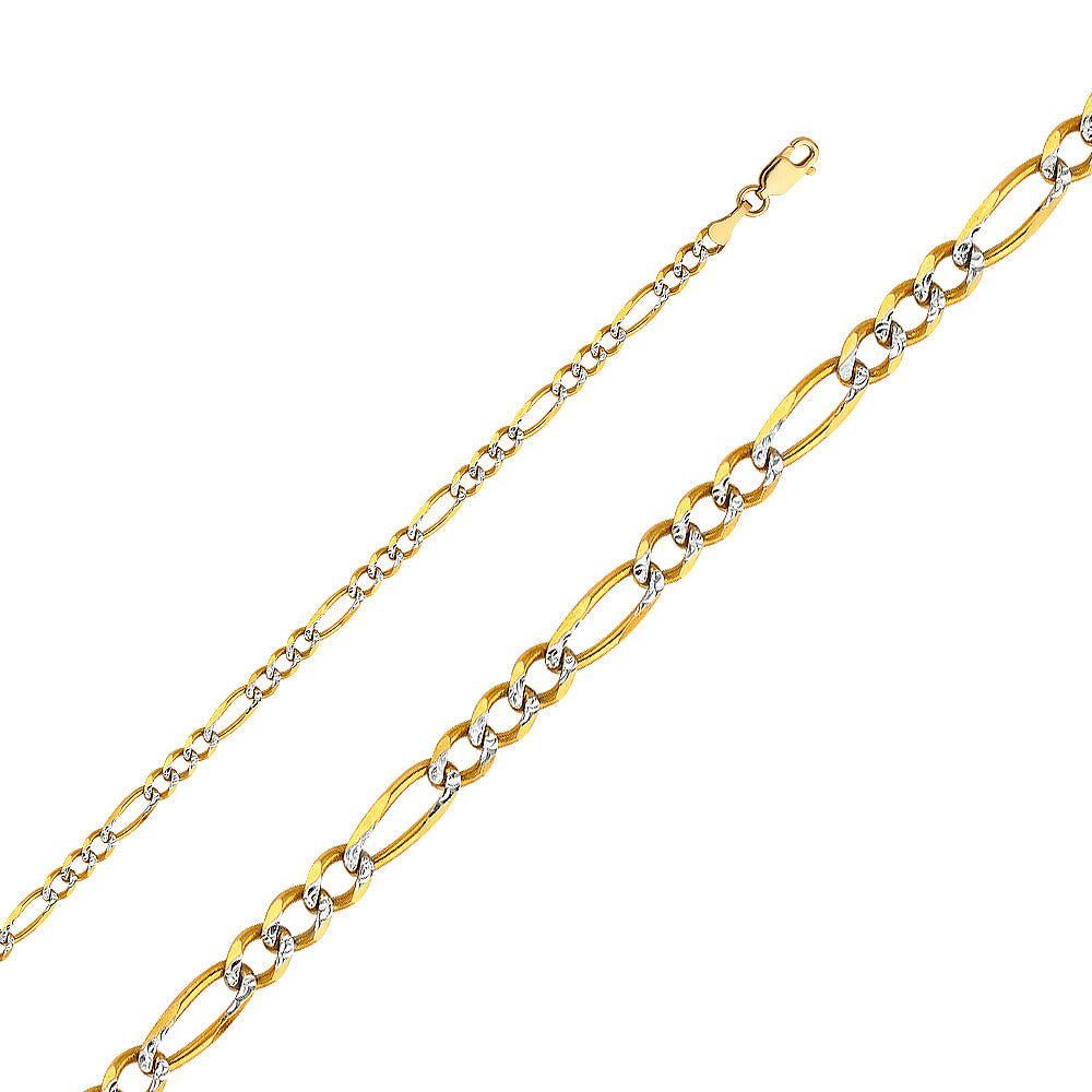 14k Gold 4mm Two-Tone Figaro Chain - Model CH-0303