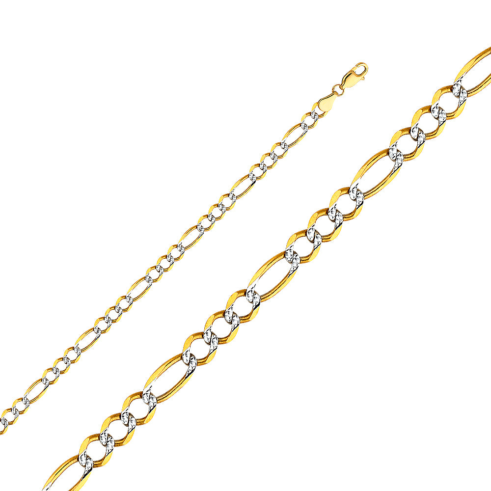 14k Gold 4.7mm Two-Tone Open Figaro Chain - Model CH-0307