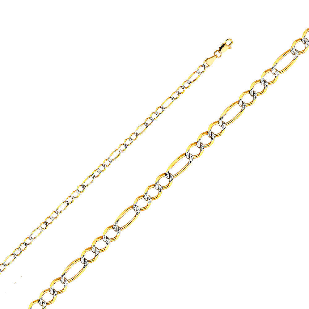14k Gold 3.9mm Two-Tone Open Figaro Bracelet 7.5 Inch - Model CH-0308