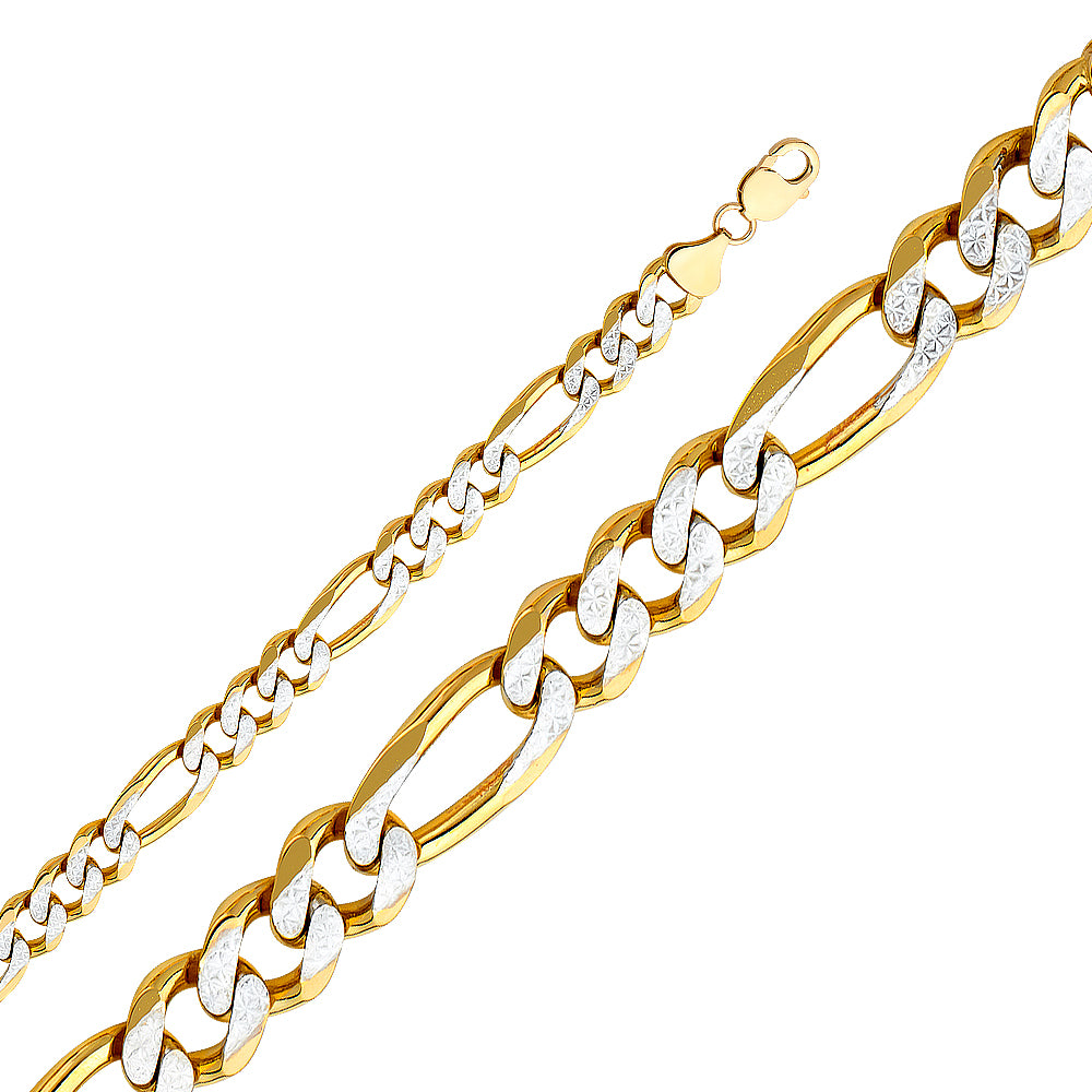 14k Gold 11.3mm Two-Tone Figaro Chain - Model CH-0309