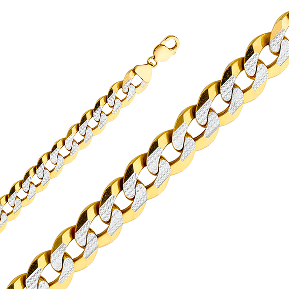 14k Gold 14mm Two-Tone Cuban Bracelet 9 Inch - Model CH-0319